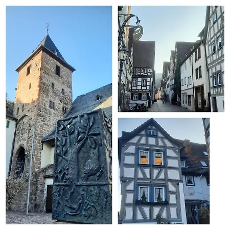 Altstadthaeuschen Mit Flussblick, Naehe Heidelberg Castle * Hirschhorn